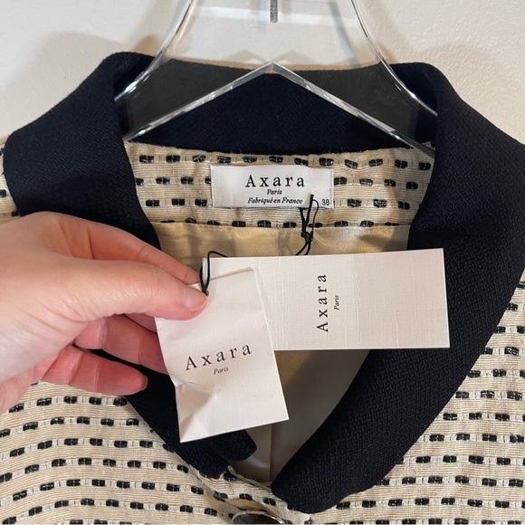NWT axara paris Cream & black Jacket midi button snap size French 38/US Medium - Picture 5 of 12